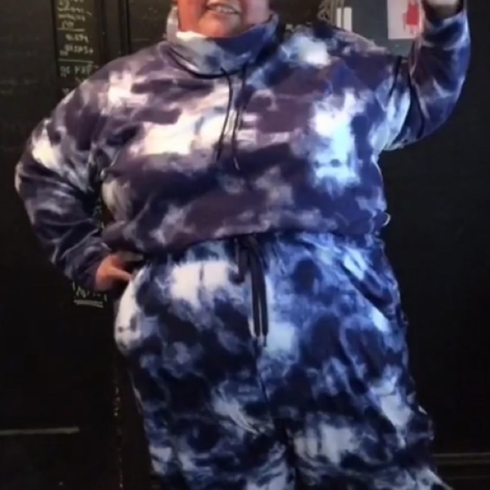 Tie dye blue and whites high neck sweater